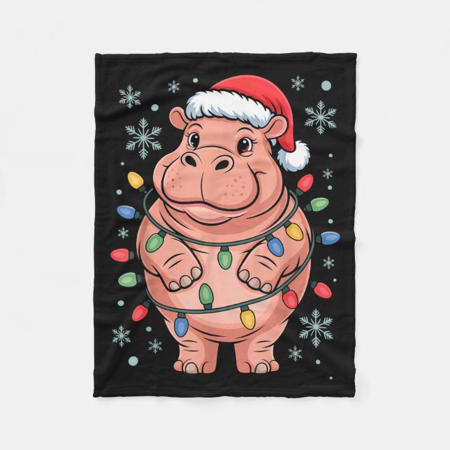 Adorable Hip Wrapped Christmas Light Santa Hat Win Fleecefilt (Framsidan)