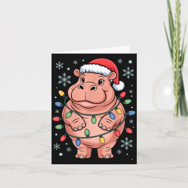 Adorable Hip Wrapped Christmas Light Santa Hat Win Kort (Framsida)