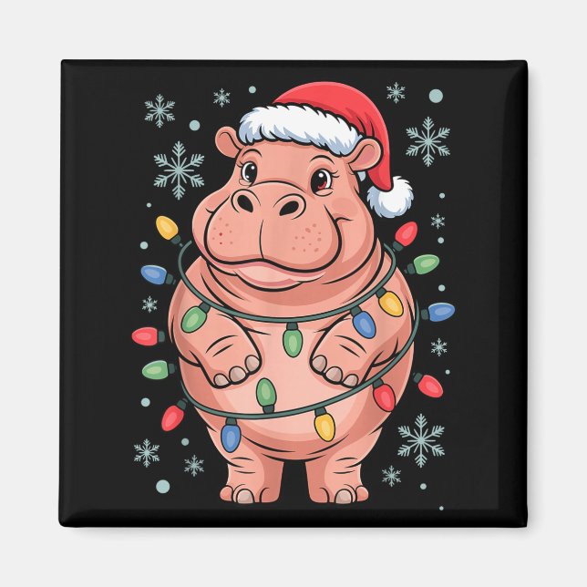 Adorable Hip Wrapped Christmas Light Santa Hat Win Magnet (Framsidan)