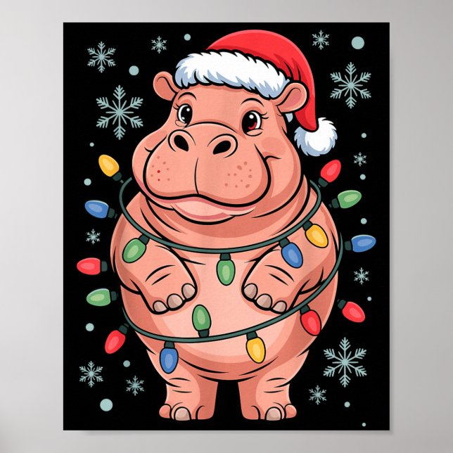 Adorable Hip Wrapped Christmas Light Santa Hat Win Poster (Framsidan)