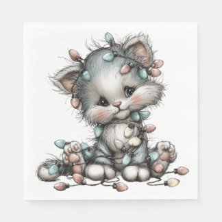 ADORABLE HOLIDAY CHRISTMAS KITTEN WITH LIGHTS PAPPERSSERVETT