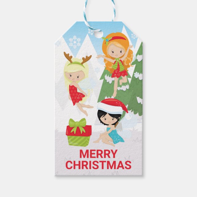 Adorable Holiday Fairies - Merry Christmas Presentetikett (Framsidan)