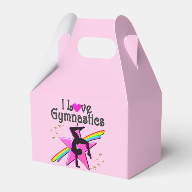 ADORABLE I KÄRLEK GYMNASTICS PARTY FAVOR BOXES PRESENTASKAR (Framsidan Sidan)