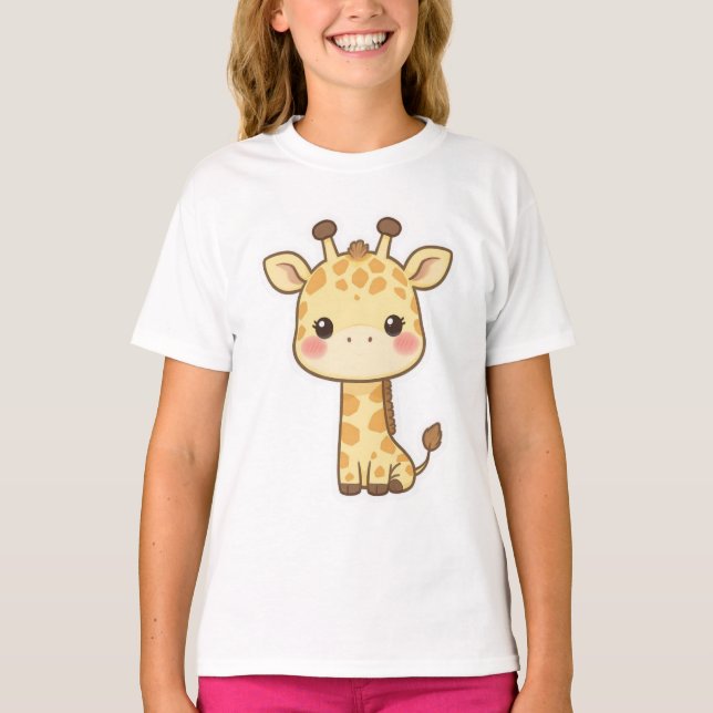 Adorable Kawaii Chibi Giraffe T Shirt (Framsida)