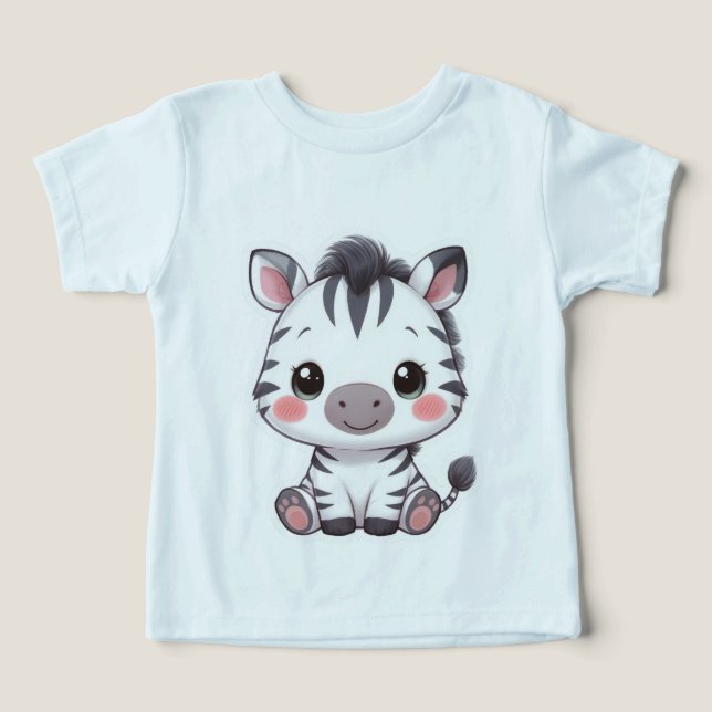 Adorable Kawaii Chibi Zebra T Shirt (Design Framsida)