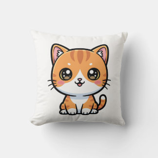 Adorable Kawaii Ginger Cat Cartoon Character Kudde