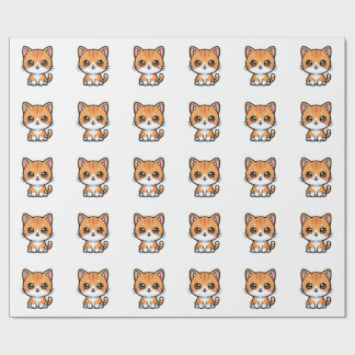 Adorable Kawaii Ginger Cat Cartoon Character Presentpapper
