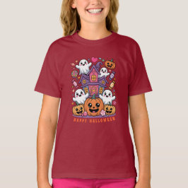 Adorable Kawaii Halloween | Happy Ghost & Pumpkins T Shirt