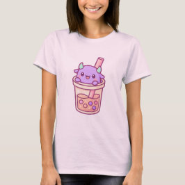 Adorable Kawaii Monster with Rainbow Bubble Tea T Shirt