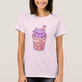 Adorable Kawaii Monster with Rainbow Bubble Tea T Shirt