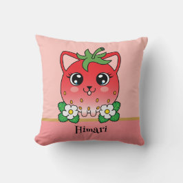 Adorable Kawaii Strawberry Cat Kudde