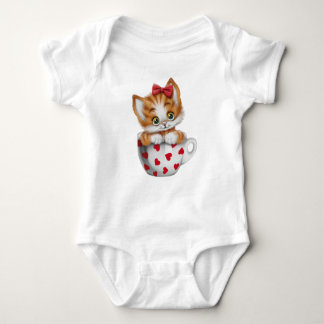 "Adorable Kitten in Cup Baby Bodysuit  T Shirt