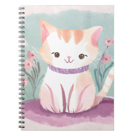 Adorable kitten in the flowers anteckningsbok