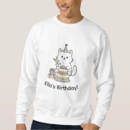 Adorable Kitty Birthday Celebration Personalizable Lång Ärmad Tröja