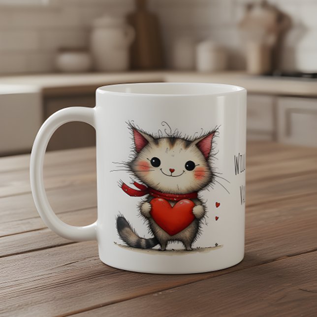 Adorable Kitty Cat Will You Be My Valentine? Kaffemugg (Skapare uppladdad)