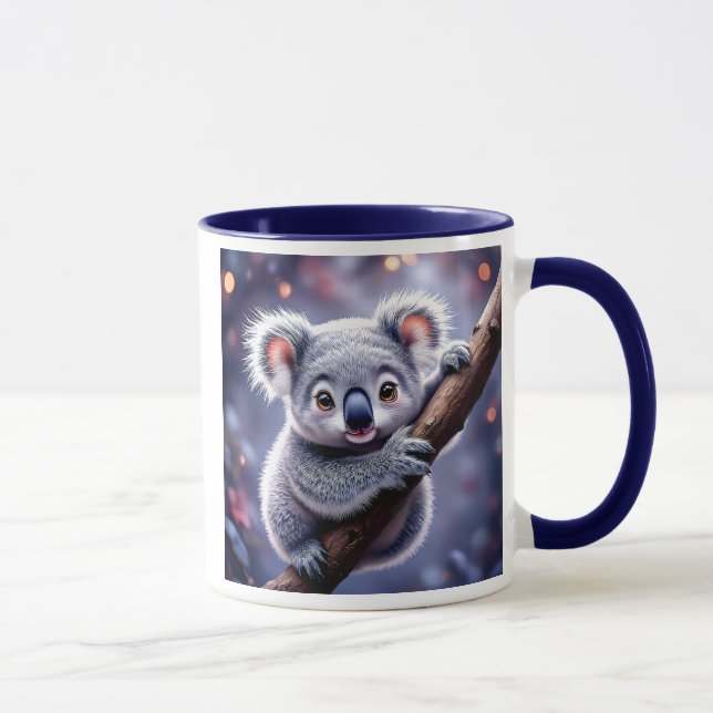 Adorable Koala perché sur sa branche. Mugg (Höger)