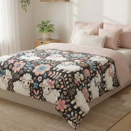 Adorable Lamb Floral Cozy Nursery Blanket Fleecefilt