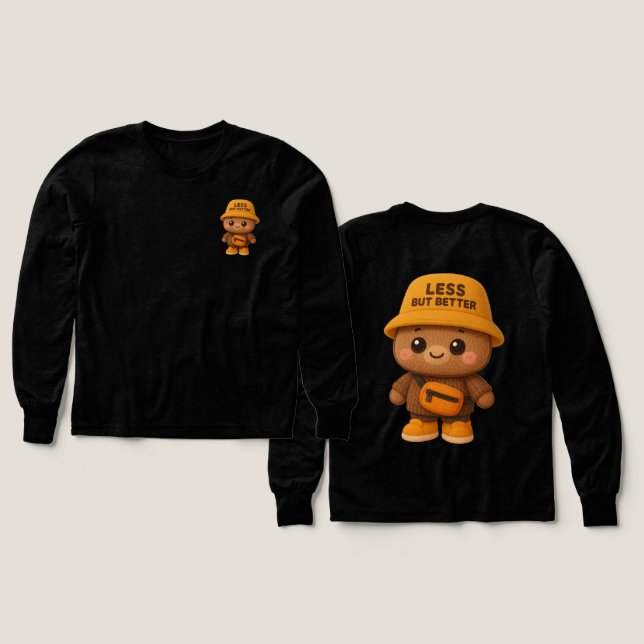 Adorable "Less But Better" Bear  T Shirt (Design framsida och baksida)