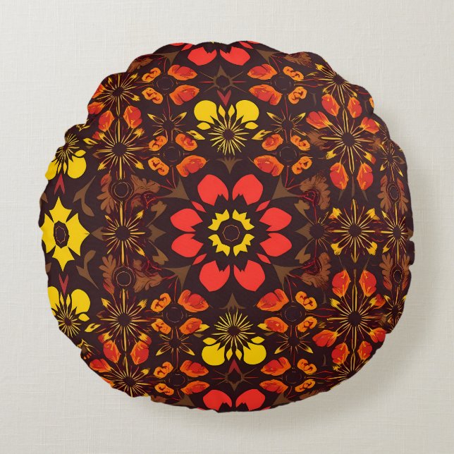 Adorable Lion Cub Sitting Portrait Illustration Rund Kudde (Framsidan)