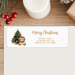 Adorable Lion Decorated Tree Return Address Label Returadress Etikett