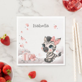 Adorable little cartoon zebra pappersservett