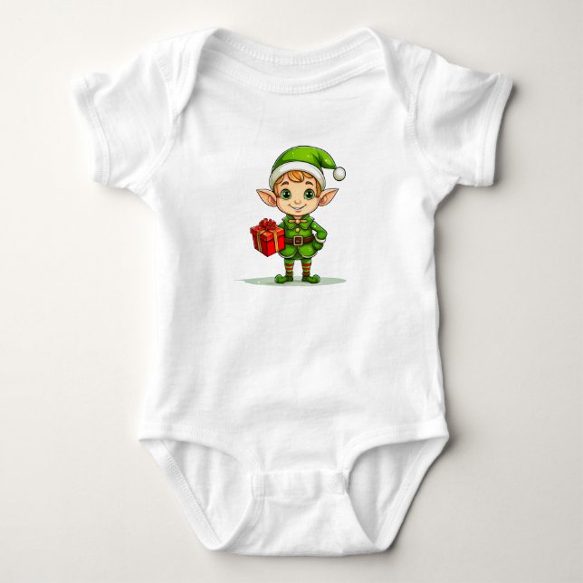 Adorable Little Elf – Festive Baby Bodysuit-Shirt T Shirt (Framsida)
