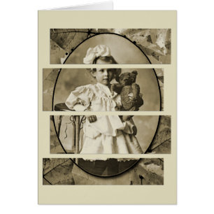 ADORABLE LITTLE GIRL MED NALLE DOLL 1900'S HÄLSNINGSKORT