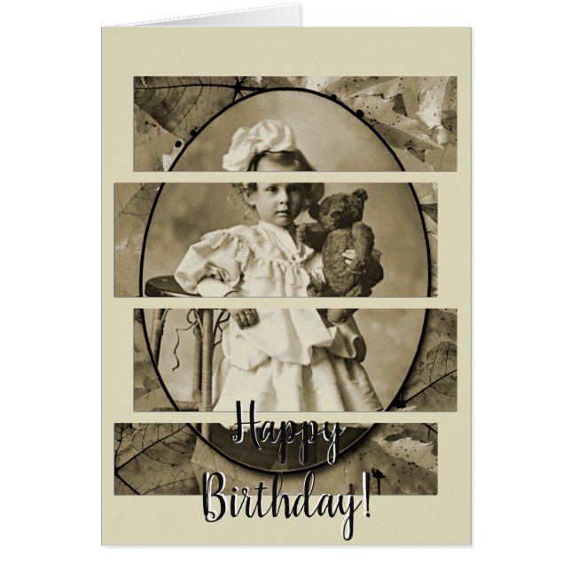 ADORABLE LITTLE GIRL MED NALLE DOLL 1900'S HÄLSNINGSKORT (Framsidan)