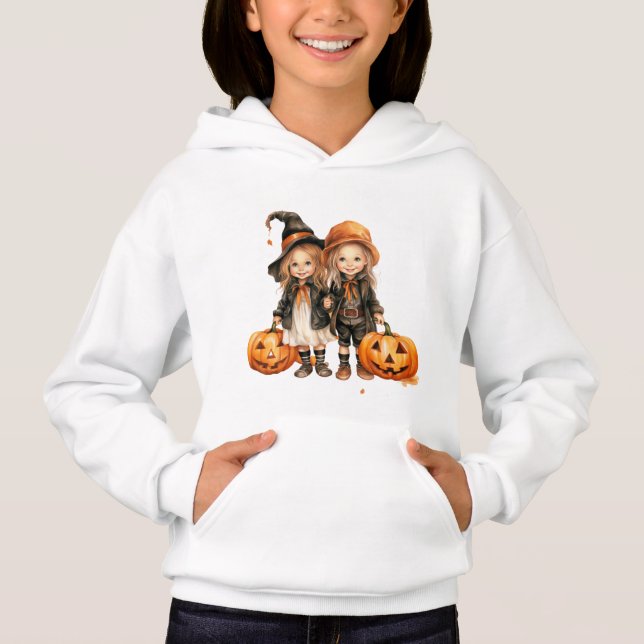 ADORABLE LITTLE GIRLS AVRESSED FÖR HALLOWEN T SHIRT (Framsida)
