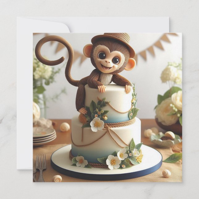 ADORABLE LITTLE MONKEYS THEMED BIRTHDAY CAKE INBJUDNINGAR (Framsida)