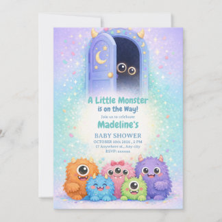 Adorable Little Monster Baby Shower Invitation  Inbjudningar