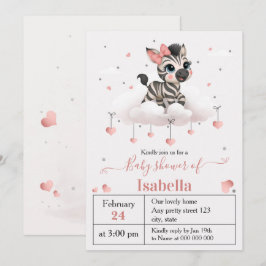 Adorable little zebra baby shower invitation inbjudningar