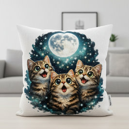 Adorable Moon Gazer Kittens - Sparkling Starlight  Kudde