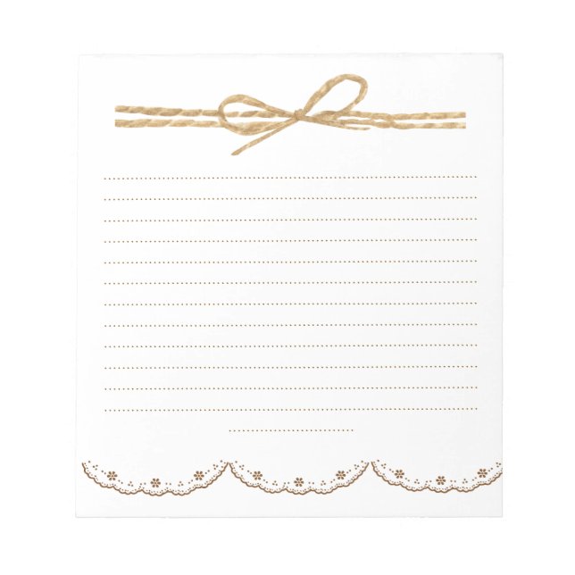 Adorable natural background with lace brown white anteckningsblock (Framsida)