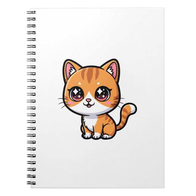 Adorable Orange Tabby Cartoon Cat Anteckningsbok (Framsidan)
