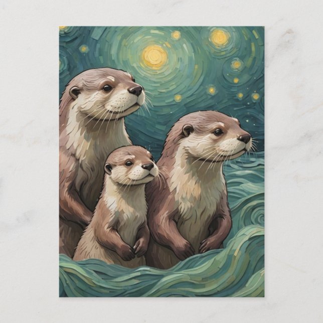 Adorable Otter Family Vykort (Framsida)