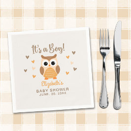 Adorable Owl Baby Shower Boy Pappersservett