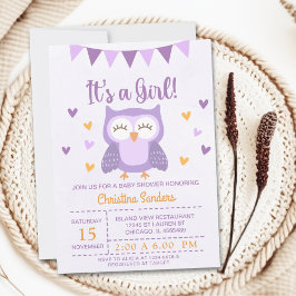 Adorable Owl Baby Shower Girl – It's a Girl' Inbjudningar