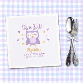 Adorable Owl Baby Shower Girl Pappersservett