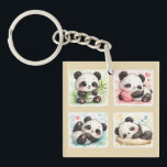 Adorable Panda Acrylic Keychanis Aesthetic<br><div class="desc">Add a touch of softness and cuteness to your collection with this cute kawaii baby panda sticker set! This charming design features adorable panda illustrations in different poses—holding bamboo, hugging a heart, playing, and sleeping peacefully. Illustrated in a soft watercolor style, these pandas have a cozy and heartwarming aesthetic with...</div>