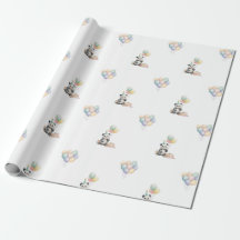 Adorable Panda animal Balloon Gift Wrapping Paper