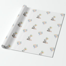 Adorable Panda animal Balloon Gift Wrapping Paper Presentpapper