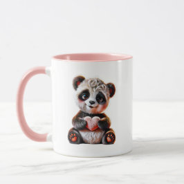 Adorable panda tenant un cœur rose. mugg