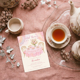 Adorable Pastel Pink Tea Party Bridal Shower Inbjudningar