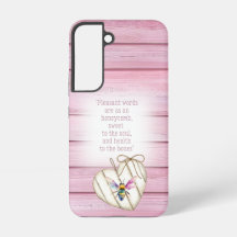 Adorable Pastel Pink Wood Heart Rainbow Bee Faith