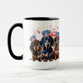 ADORABLE PATRIOTIC DACHSHUND HUNDAR MUGG
