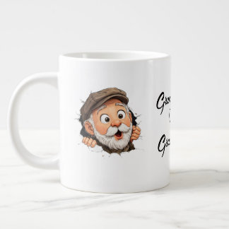 Adorable Peeking Grandparents Couple Design Jumbo Mugg