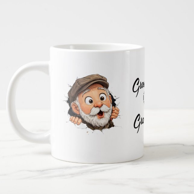 Adorable Peeking Grandparents Couple Design Jumbo Mugg (Vänster)