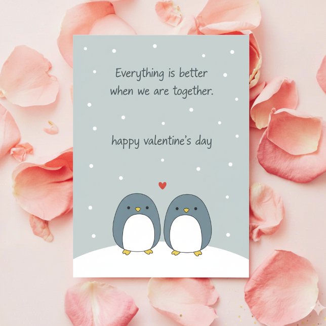 Adorable Penguin Love Valentine Card For Him Her Julkort (Skapare uppladdad)