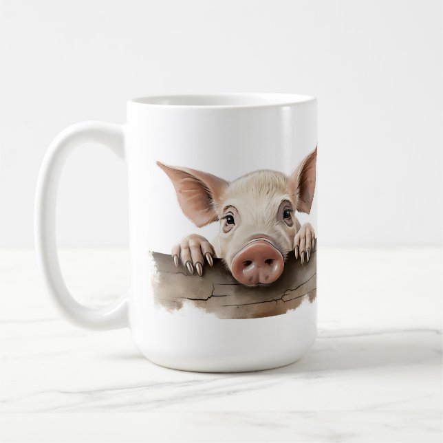 ADORABLE PIGLET PEECE over FENCE Kaffemugg (Vänster)